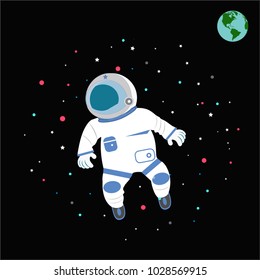 Astronaut in space. Vector illustration.Over black backgraund.