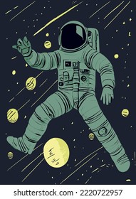 Astronaut in space vector image hand drawing style
