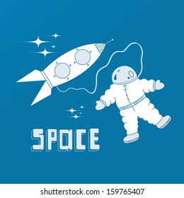 Astronaut space Walking Vector Illustration