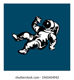 Astronaut in space waving hand. Vector illustration