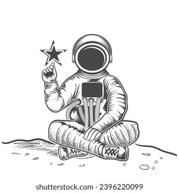 Astronaut spaceman hand drawing vector design