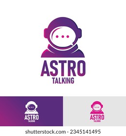 Astronaut or Spaceman Helmet Galaxy Space Logo Design Vector