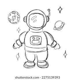 astronaut spaceman sketch vector illustration for kids child design