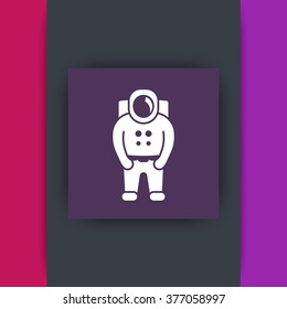 Astronaut, spaceman, space suit square icon, vector illustration