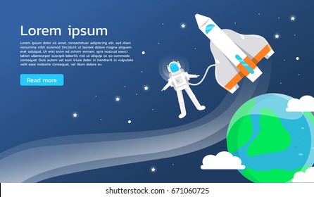 Astronaut with spaceship and earth in universe illustration.vector design