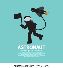 Astronaut With Spaceship Graphic Vector Illustration
