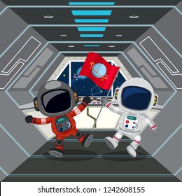 Astronaut in the spaceship illustration