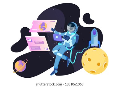 astronaut spaceship illustration concept for website and mobile