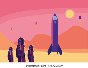 astronaut with spaceship to leave earth