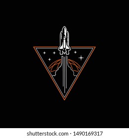 Astronaut Spaceship logo emblem shield in vector 