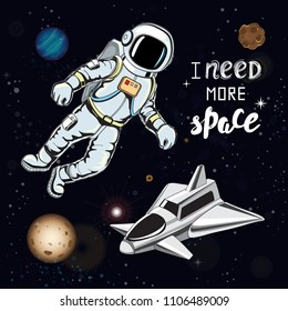 astronaut and spaceship in space