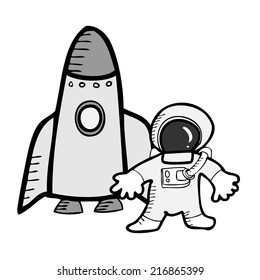 Astronaut and spaceship space explore