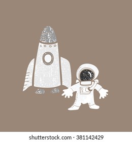 Astronaut and spaceship space explore