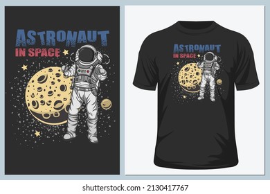 Astronaut spaceship t shirt design illustration. EPS10