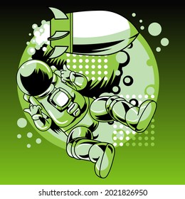 Astronaut and spaceship, vector illustration
