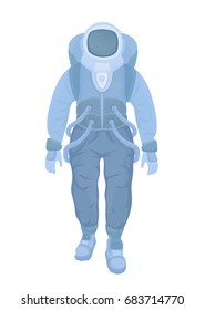 Astronaut in a spacesuit. Chemical or radiation protection suit. Vector illustration, isolated on white background.