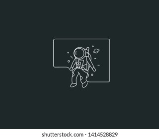 Astronaut in spacesuit, Flat Line Art Design illustration.