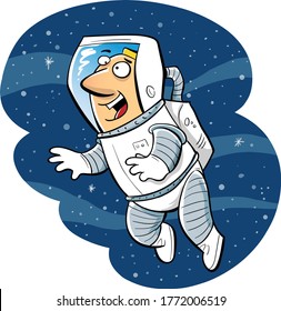 Astronaut in spacesuit floating in outterspace