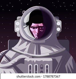 astronaut in spacesuit floating in space