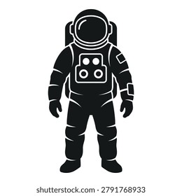 Astronaut in spacesuit with helmet and backpack standing alone icon