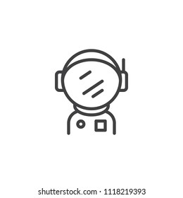 Astronaut Spacesuit with Helmet outline icon. linear style sign for mobile concept and web design. Spaceman portrait simple line vector icon. Symbol, logo illustration. Pixel perfect vector graphics
