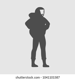 Astronaut in spacesuit. Monochrome silhouette. Fantastic person