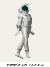 Astronaut in spacesuit. Monochrome silhouette. Fantastic person
