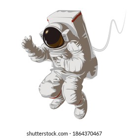 Astronaut in a spacesuit in outer space. On a white background