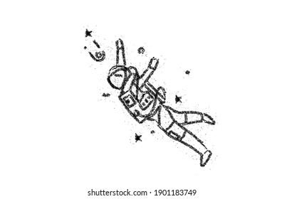 Astronaut in spacesuit, Particle Vector Design illustration.