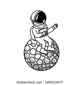 astronaut with spacesuit and planet in white background