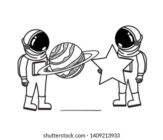 astronaut with spacesuit and planet in white background