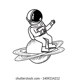 astronaut with spacesuit and planet in white background