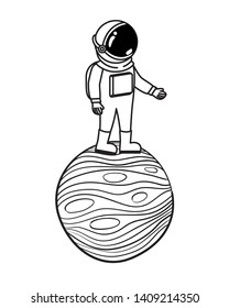 astronaut with spacesuit and planet in white background