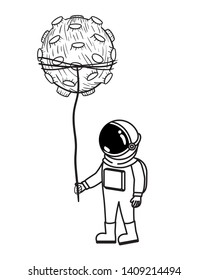 astronaut with spacesuit and planet in white background