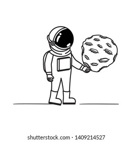 astronaut with spacesuit and planet in white background