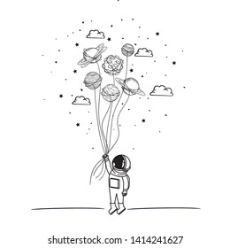 astronaut with spacesuit and planet in white background