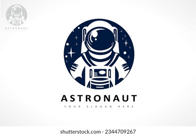 Astronaut in spacesuit in space logo vector