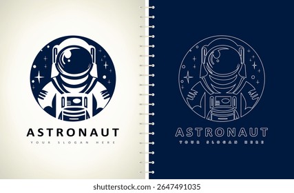 Astronaut in spacesuit in space logo vector