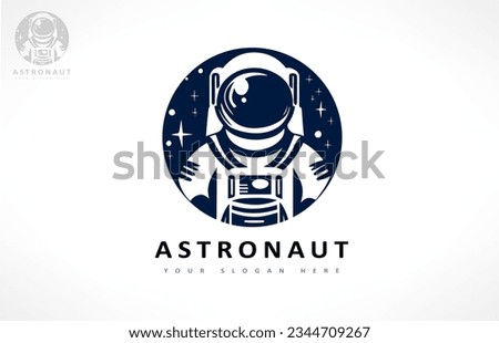 Astronaut in spacesuit in space logo vector