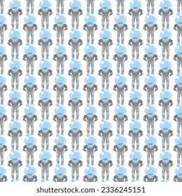 astronaut, spacesuit, space wanderer. vector drawing. seamless pattern.