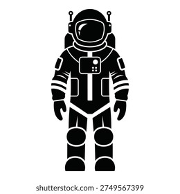 Astronaut in spacesuit standing alone in full gear space exploration icon