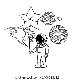 astronaut with spacesuit and star in white background