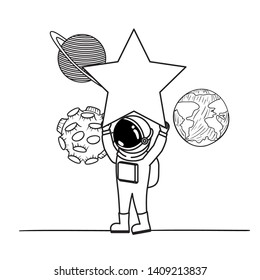 astronaut with spacesuit and star in white background