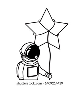 astronaut with spacesuit and star in white background