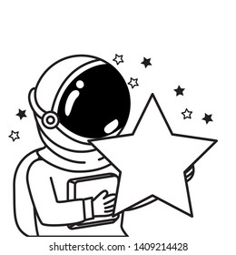 astronaut with spacesuit and star in white background