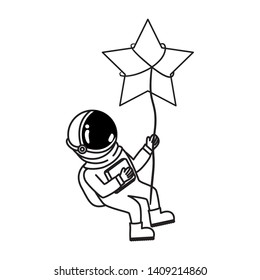 astronaut with spacesuit and star in white background