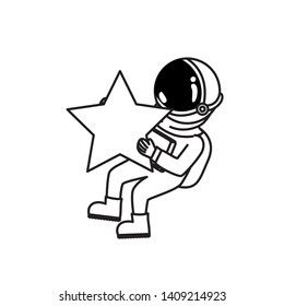 astronaut with spacesuit and star in white background