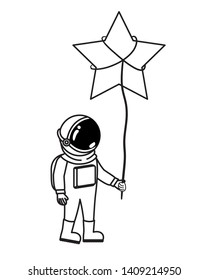 astronaut with spacesuit and star in white background