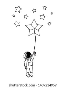 astronaut with spacesuit and star in white background
