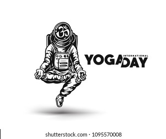 Astronaut in spacesuit yoga gestures , Hand Drawn Sketch Vector illustration.